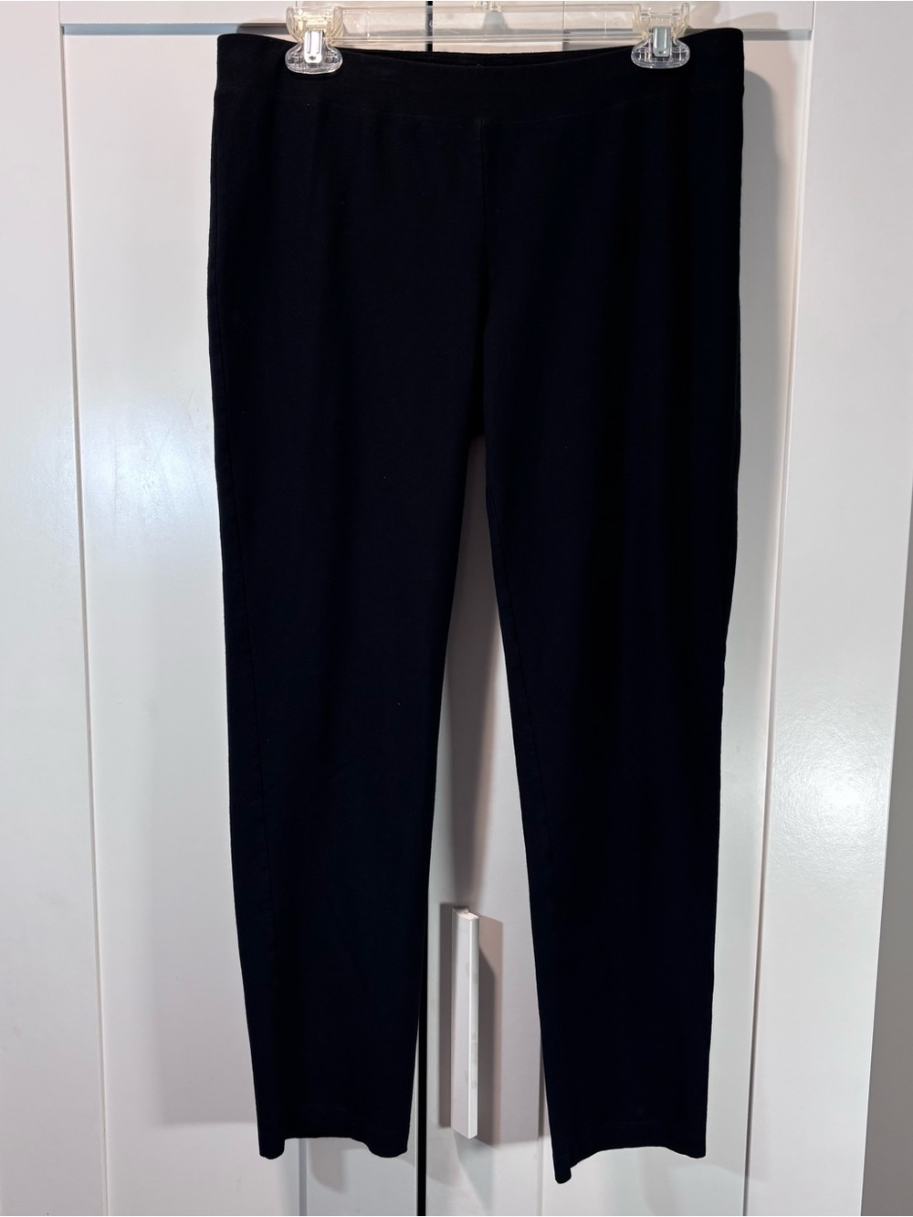 Eileen Fisher Washable Stretch Crepe Pants Womens M Black Pull On Slim Stretch